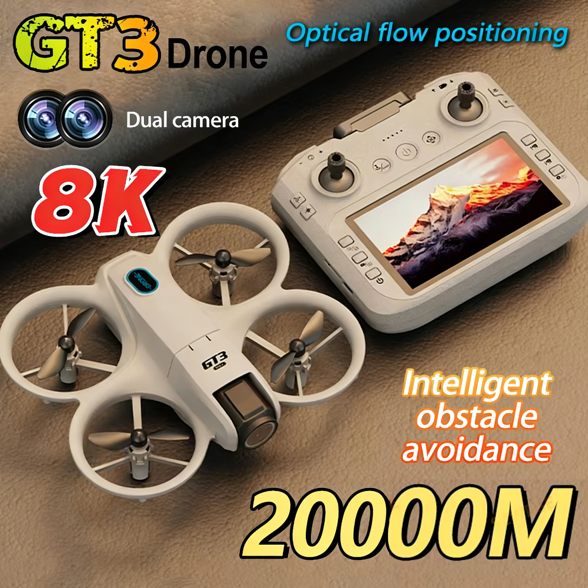 2026 New GT3 Mini Hot Drone 8K - Drone Kit Tricopter ulasan dan harga